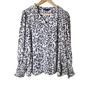 ZAC & RACHEL Pink Gray Animal Print Bell Sleeve Boho Hippie Top SZ L